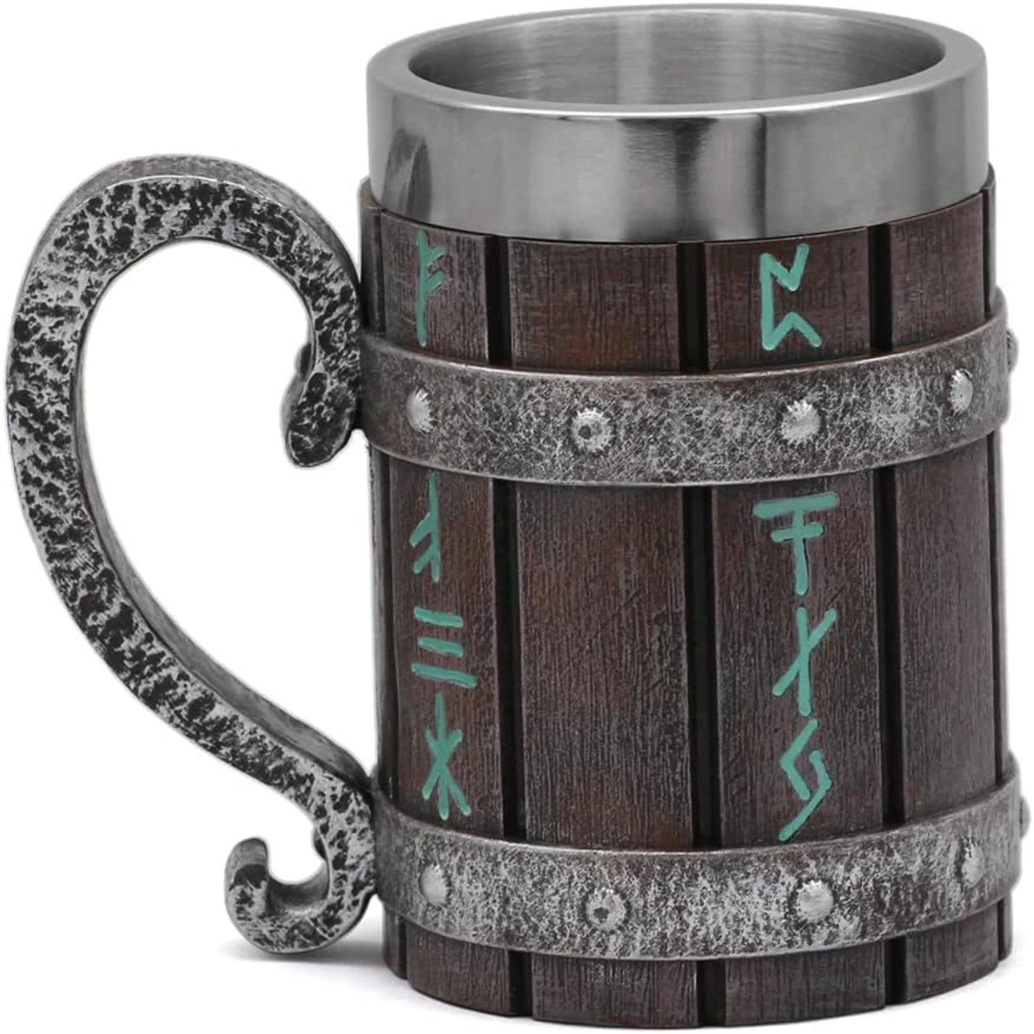 

Stylish and durable Nordic wooden beer tankard with stainless steel lining - perfect for beer enthusiasts and home decor. This e