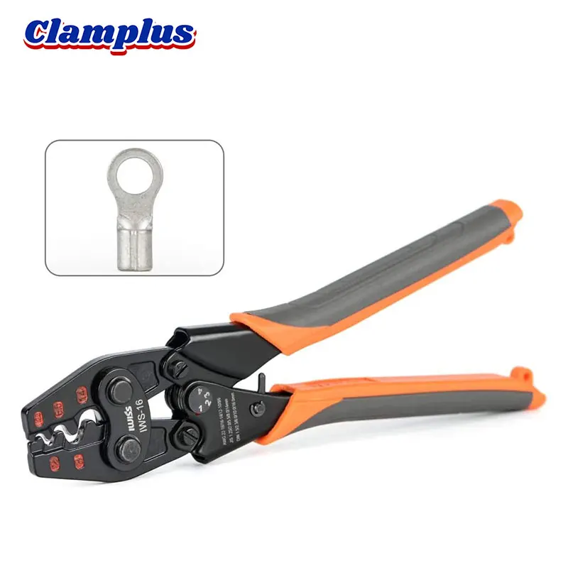 

IWS-16 Non-Insulated Terminal Crimping Plier Ratchet Wire Crimper Tool For AWG 22-6 Copper Butt/Splice/Open Barrel Connectors