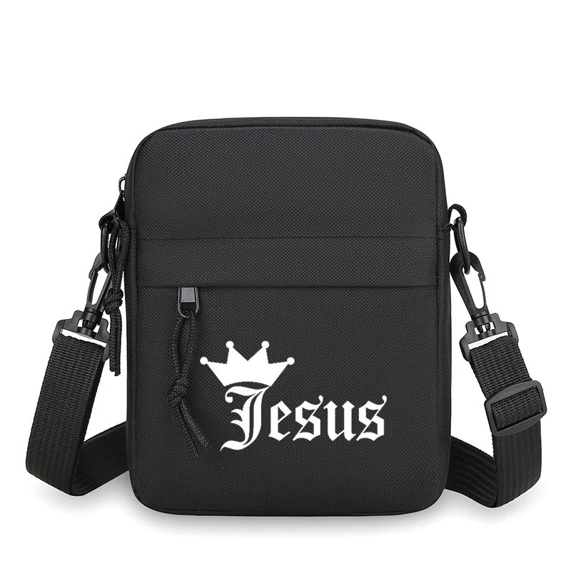 

Fun Crown Jesus Print Men Women Small Crossbody Bag Vintage Christianity Casual Shoulder Bag Unisex Outdoor Storage Phone Bag