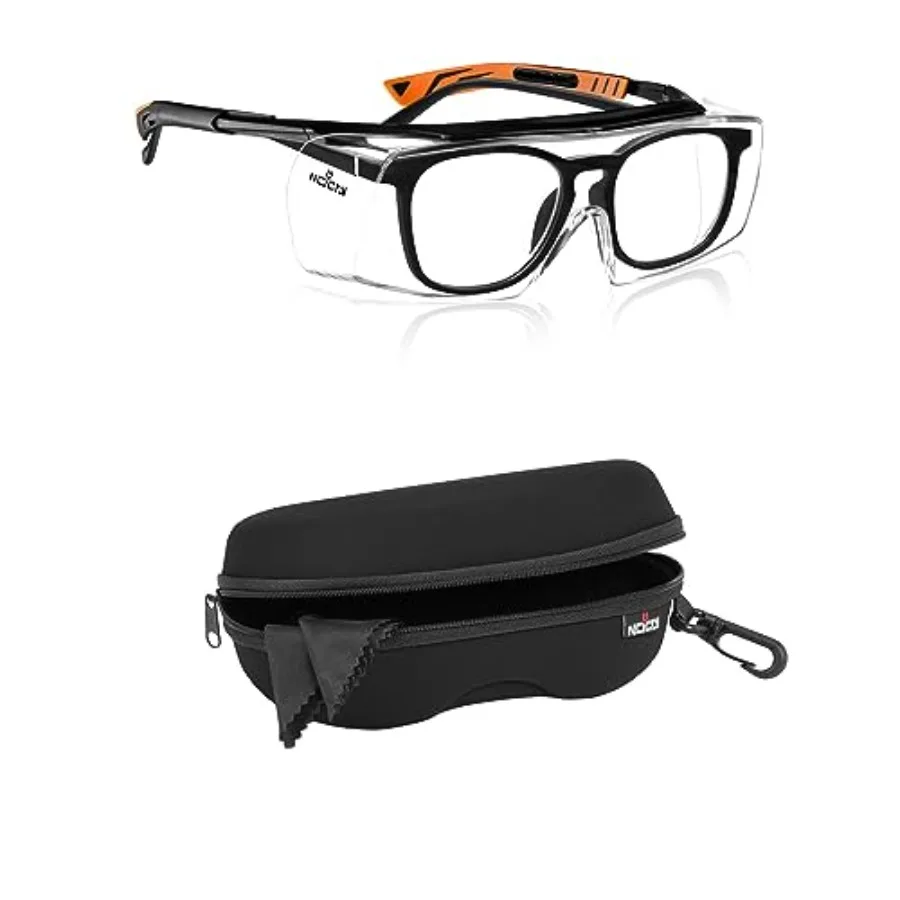 

Safety glasses designed to fit comfortably over prescription eyewear with UV400 protection meeting ANSI Z87 safety standards co