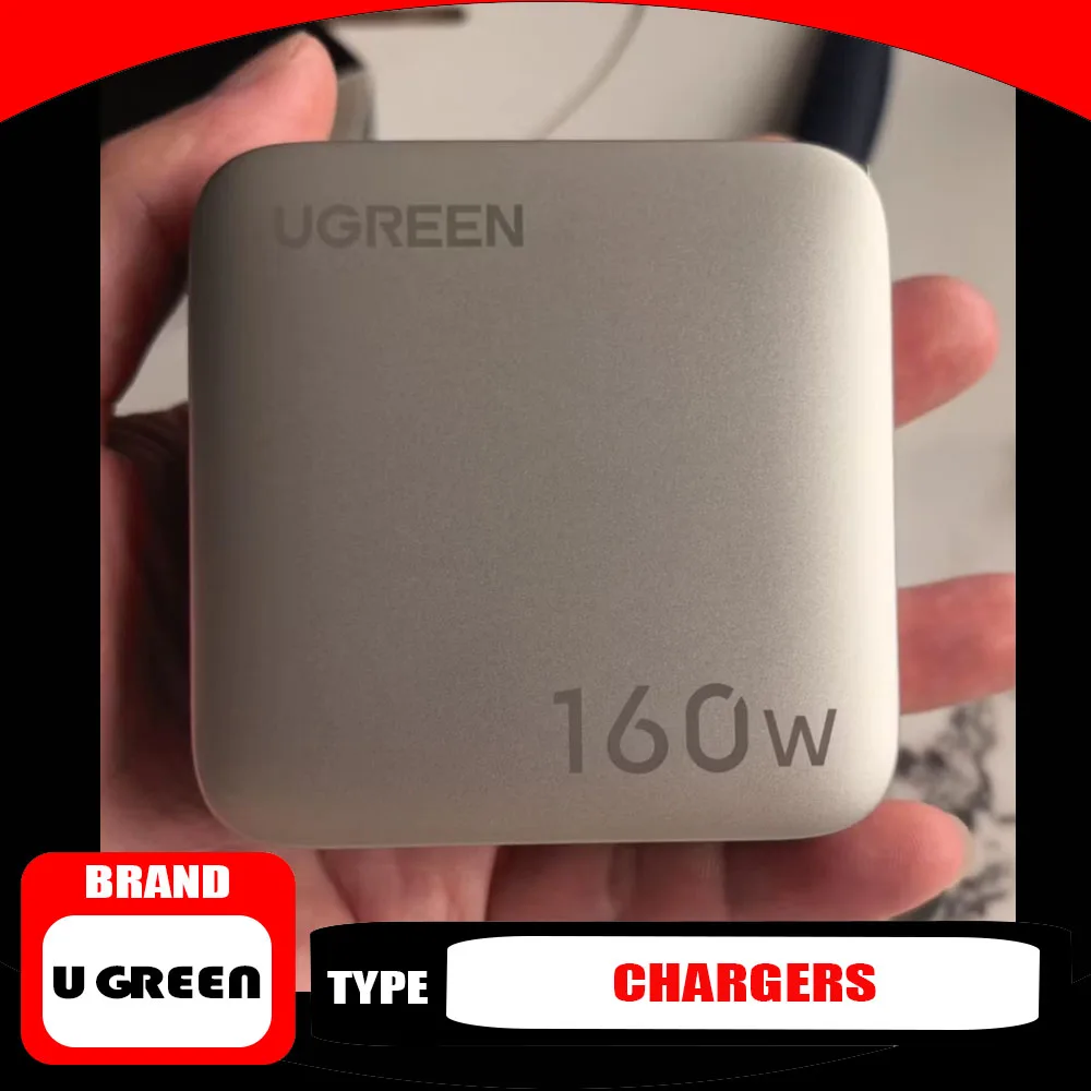 UGREEN 160W Gallium Nitride Charger PD3.1 Fast Charging Intelligent Display 100W Five Mouths 1.5m 240W Braided CC Wire Durable