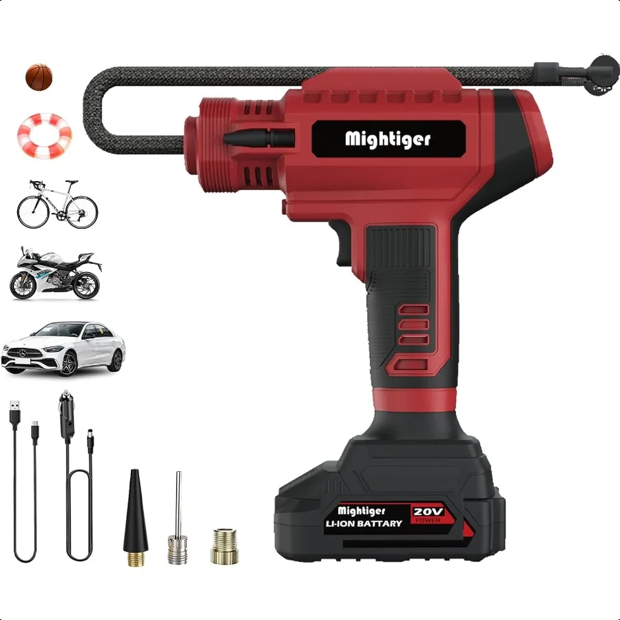 

Мини-воздушный компрессор для шин Iator 20 В, 12 В постоянного тока, портативный ручной автомобильный воздушный насос 150 фунтов на квадратный дюйм с перезаряжаемой батареей, автоматическое отключение светодиода