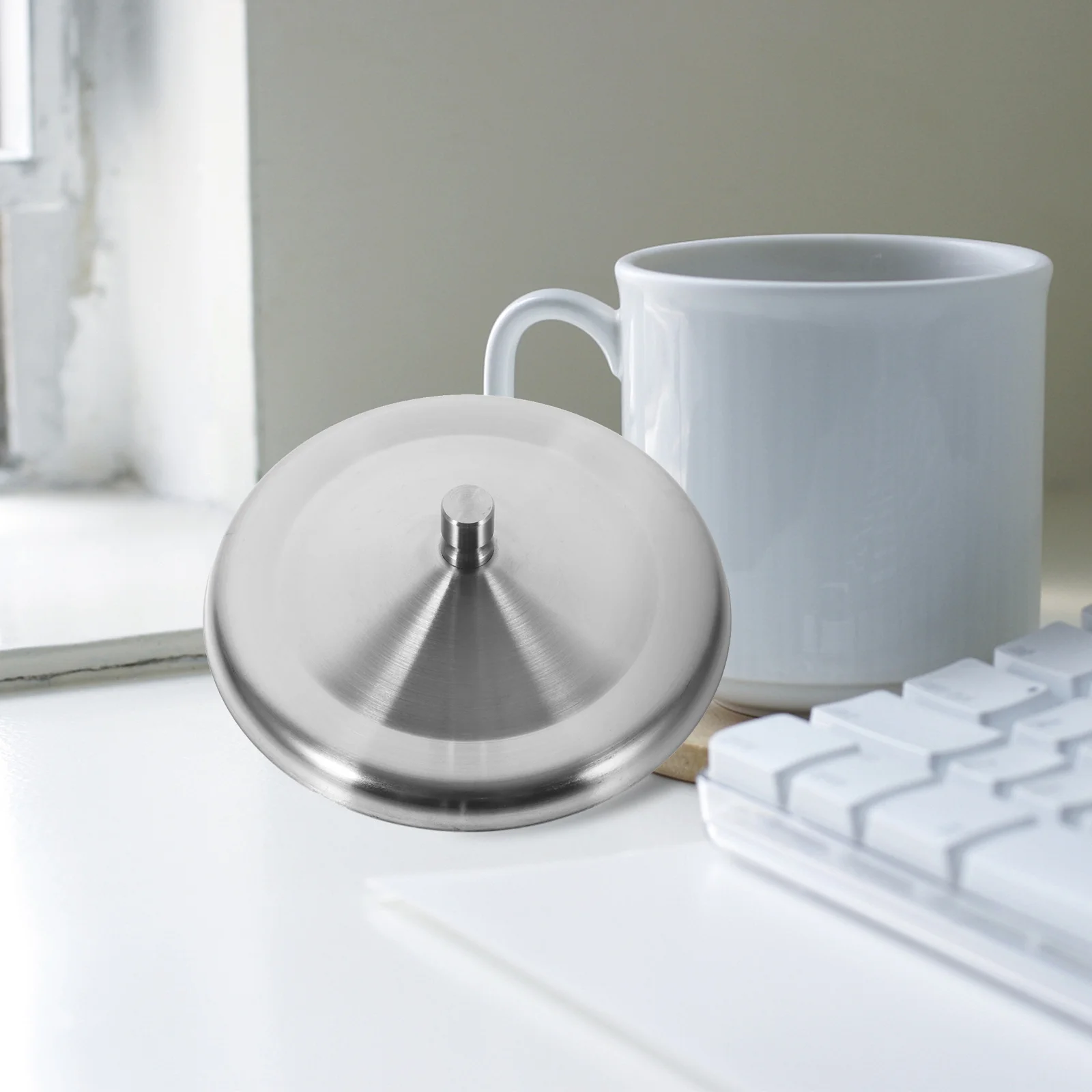 

4Pcs Stainless Steel Drink Cup Lid Premium Mug Cover Heat Insulated Spill Resistant Smooth Finish Dishwasher Safe