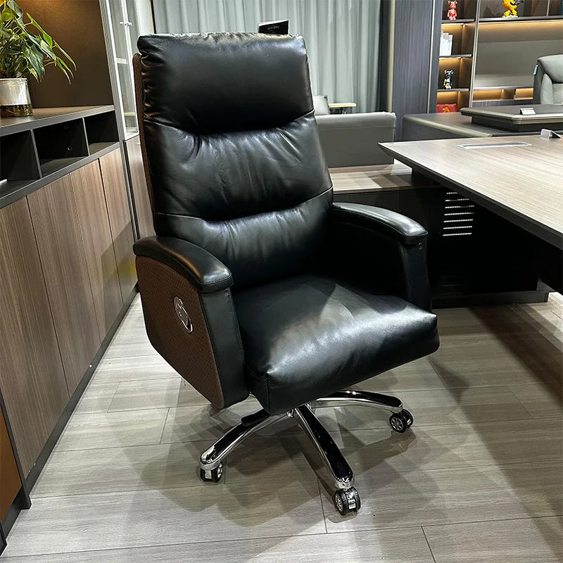 كرسي رئيس دوار للكمبيوتر المنزلي لاستراحة الغداء، كرسي مكتب كبير من الجلد مريح للأعمال #5