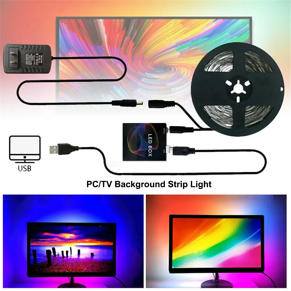 Wciągająca taśmy LED oświetlenie komputera z RGBIC w tle z paskiem USB 5V z ekran monitora synchronizacją kolorów, inteligentna kontrola lampa