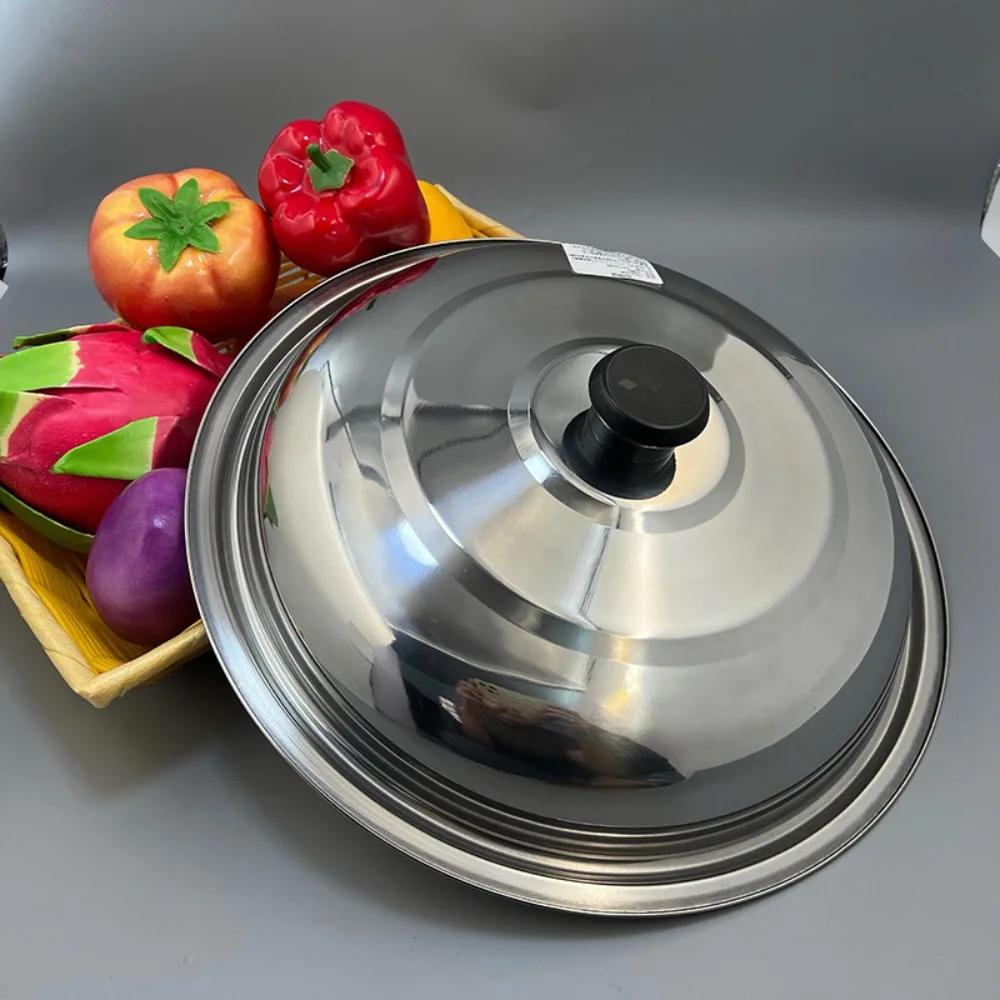 Couvercle de casserole rond en acier inoxydable avec nœud en plastique, couvercle de remplacement, anti-déversement, universel, anti-brûlure, casserole, wok