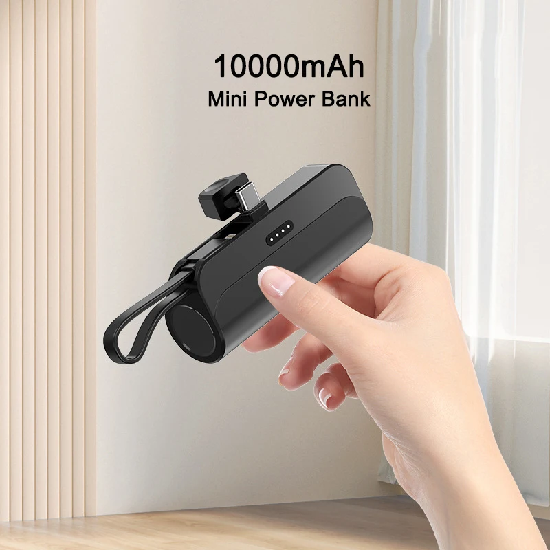 10000mAh Mini Power Bank Mobile Phone Fast Charger External Battery Powerbank Plug Play Type-C For iPhone Samsung Huawei Xiaomi