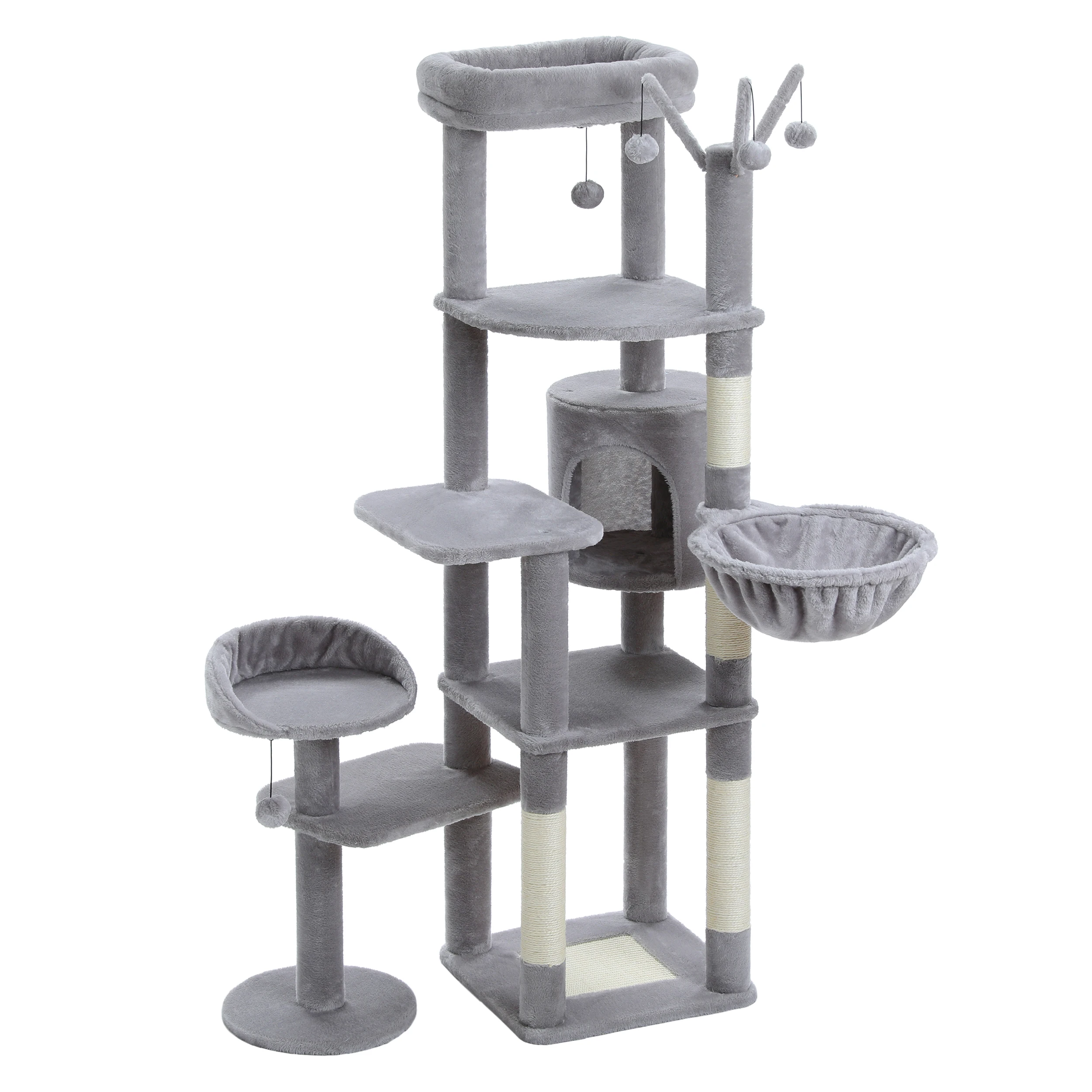 

Tall Cat Tree for Large Cat Multi-Level Cat Tower for Indoor Cats Cat Condo with Large Hammock Scratching Post 2 Perches