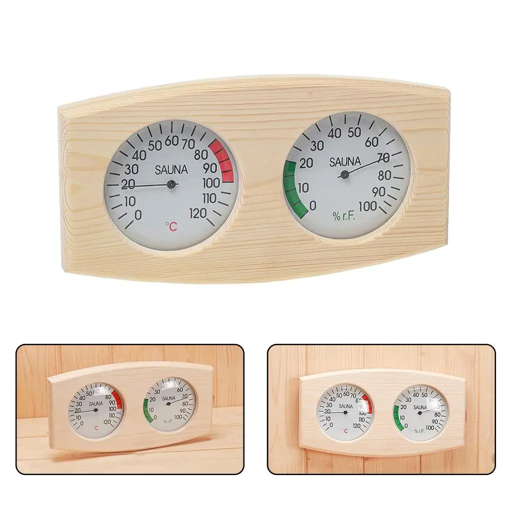 Wood Grain Sauna Thermometer Hygrometer Sauna Room Household Accessories