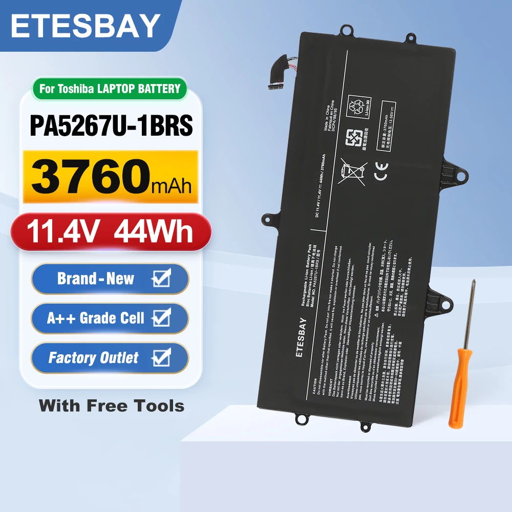 

Аккумулятор для ноутбуков ETESBAY PA5267U-1BRS для Toshiba Portege X20W X20W-D X20W-E X20WD X20WD10E X20WE X20WD10Q Series 11.4V 44Wh