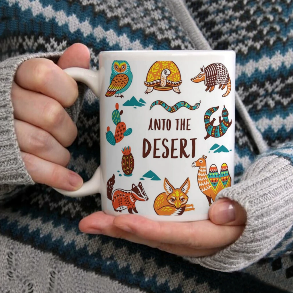 

Desert animalsCoffee Mug Tea Cup 11oz Coffee Cup Funny Birthday Ceramic Mug Personalized Cup