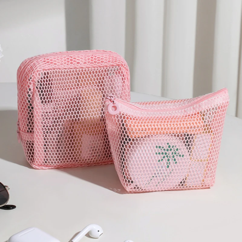 

Large Capacity Portable Mesh Makeup Bag for Girl Women Lipstick Cosmetic Storage Bag Cute Sanitary Napkin Holder Bag