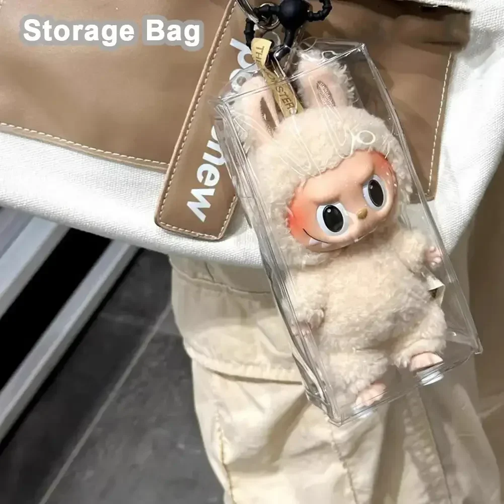 15cm Transparent Pain Pack for labubu Pendant Protective Cover Doll Plush Dustproof Bag Hanging Bag