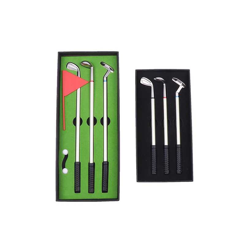 Golf Stift Set Mini Desktop Golfball Stift Geschenk enthält Golf Putter 3 Clubs Stift Bälle Flagge Schreibtisch Spiele kreative Schreib zubehör