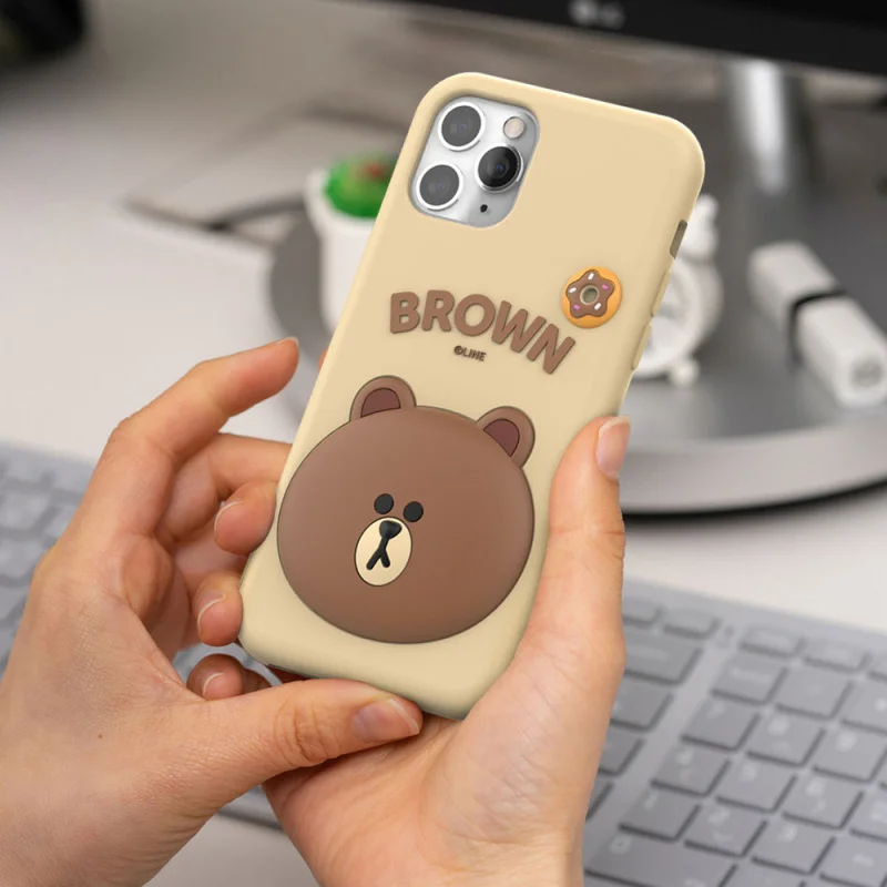 South Korealine friendsSilicone Phone Anti-Collision and Anti-FallbrownBrown Bear Silicone All-Inclusive Protective Cover