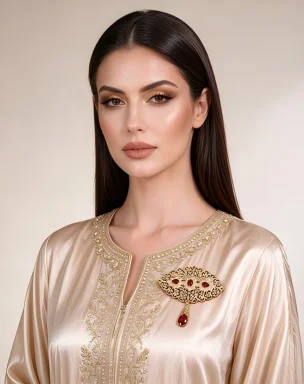 Vintage Filigree Gold Brooch Water Drop Crystal Tassel Pin Moroccan Ethnic Jewelry for Abaya Wedding Decor