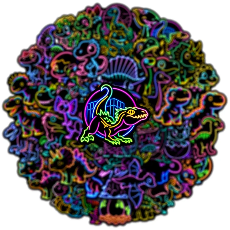 

10/30/50PCS Q Cartoon Neon Dinosaur Sticky PVC Sticker DIY Laptop Luggage Skateboard Decoration Scrapbooking for Kids