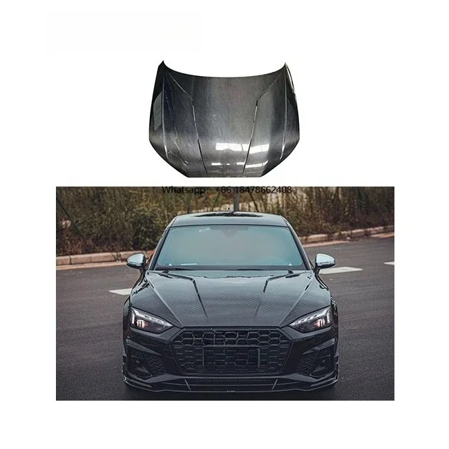 TAKD CARBON Glossy Light Weight and High Strength  Dry Carbon Fiber Engine Hood Bonnet for A5 S5 B9 PA 2020- 2022