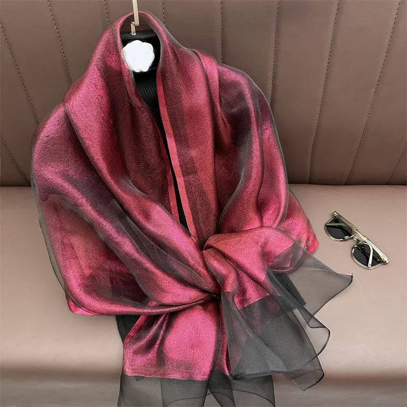 2024 Silk wool Scarf for Women solid Scarves Shawls Wraps Pashmina Hijab Foulard Femme Beach Stoles Bandana Luxury Brand Poncho