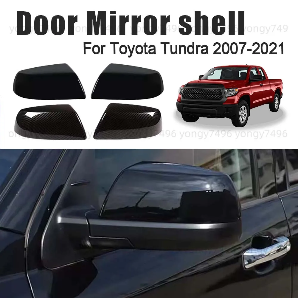 

Protective Cover Door Mirror Shell For Toyota Tundra 2007-2021 Carbon Fiber Electroplating Charred Black Rearview Accessories