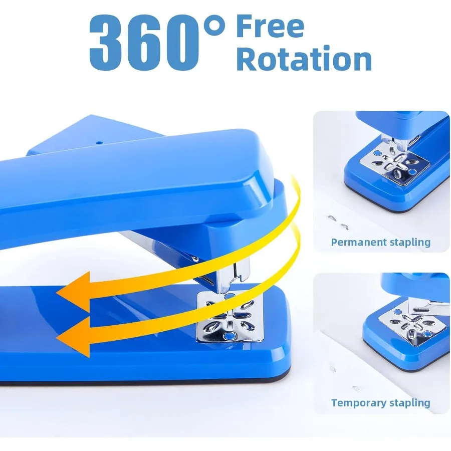 Cucitrice girevole SwingArm 25 fogli Capacità Rotazione di 360 gradi Graffetta da scrivania con 1000 graffette per libretto o rilegatura di libri Blu