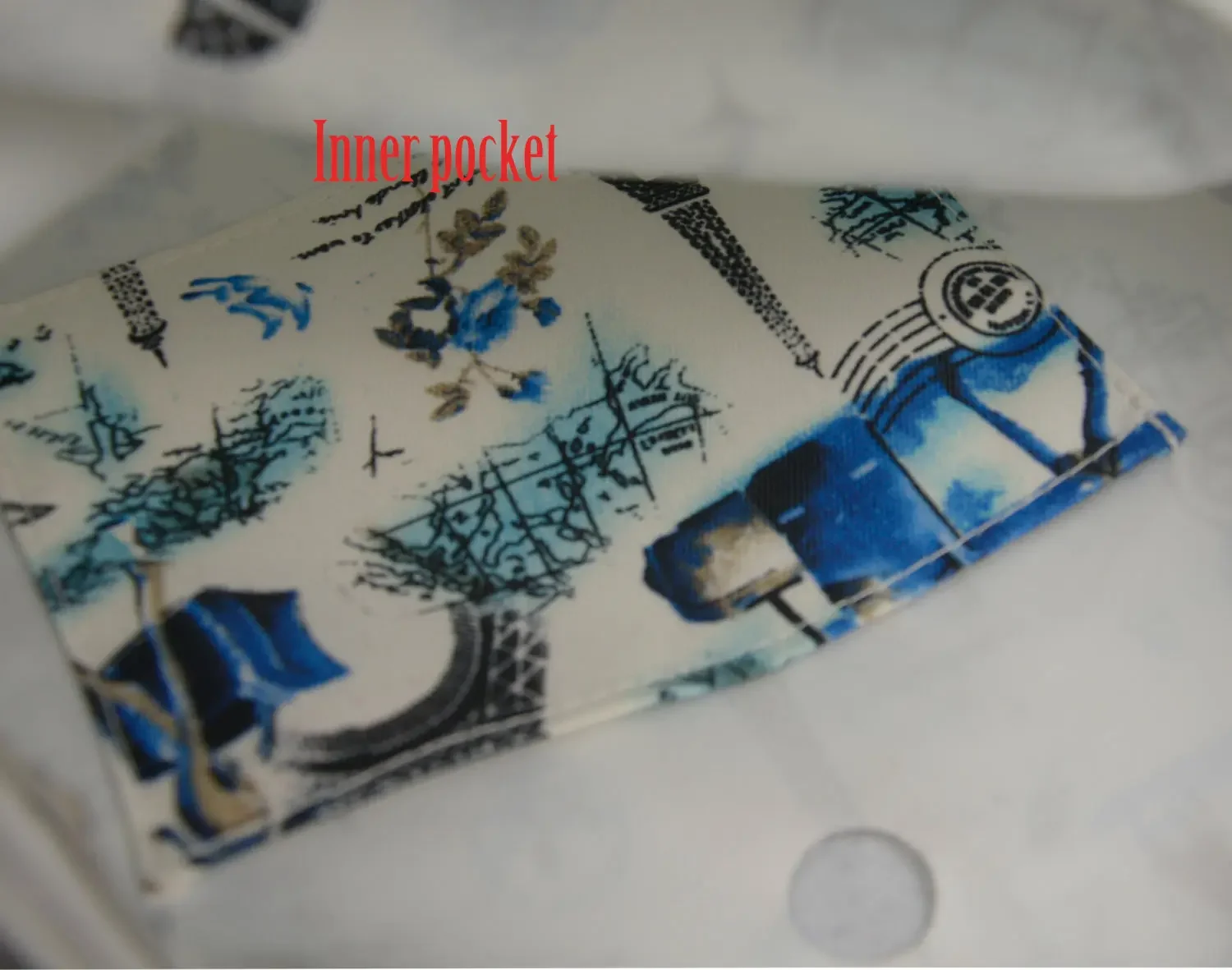 TANQU New Floral Composite Twill Cloth Waterproof Inner Lining Insert Zipper Pocket for O Bag Obag Moon Light for O Moon Light