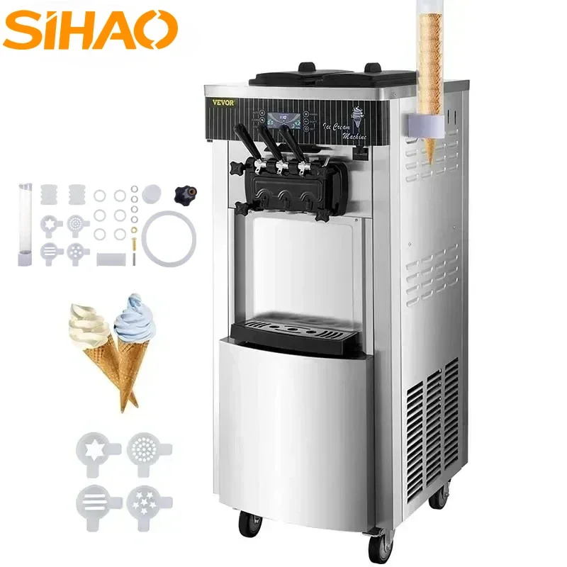 

SIHAO 2200W 20-28L/H Commercial Soft Ice Cream Machine | Double 6L Hoppers & YKF-8228H | High Output for Cafe/Dessert Shop