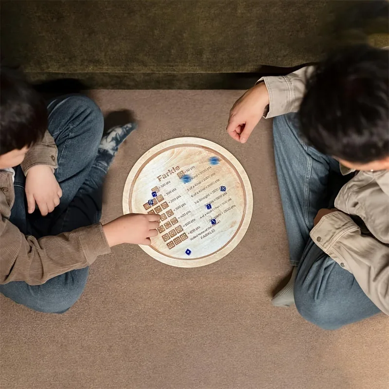 wooden Farkle dice tray with 6 dice - classic family party board game for travel and gatherings, suitable for adultOH00028-LJX