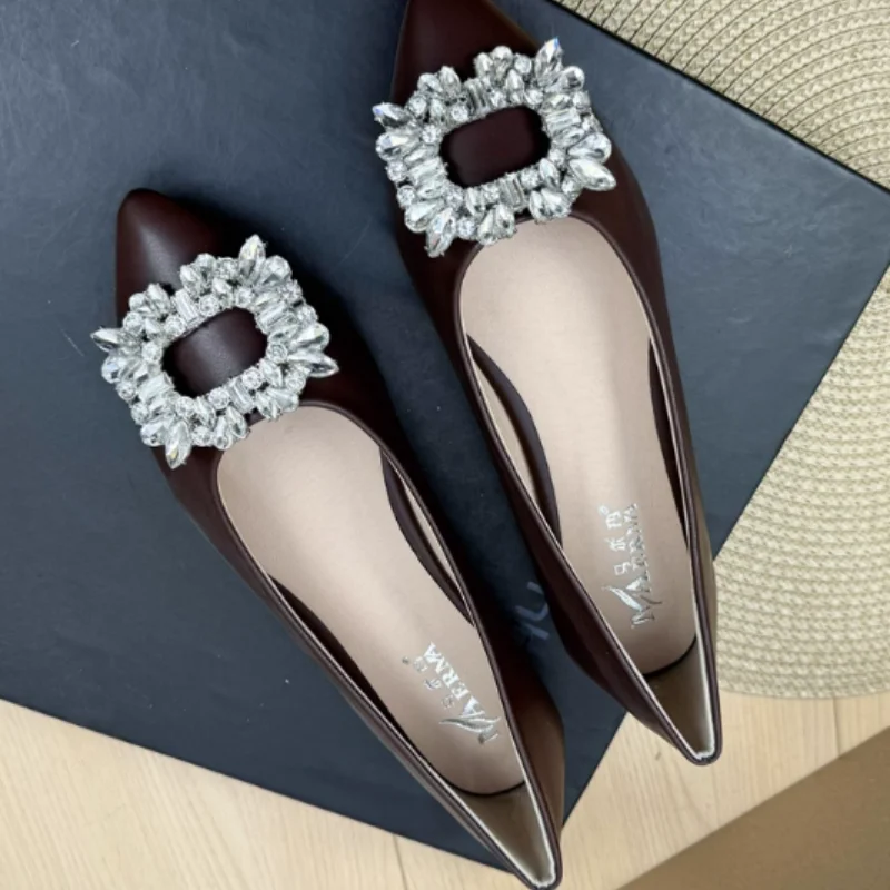 Female Soft Leather Shoes Pointy Tip Soft Leather Luxury Crystal Buckle Flats 2025 New Arrivals Hand-Made Plus Sizes Slip-On 48 view 6
