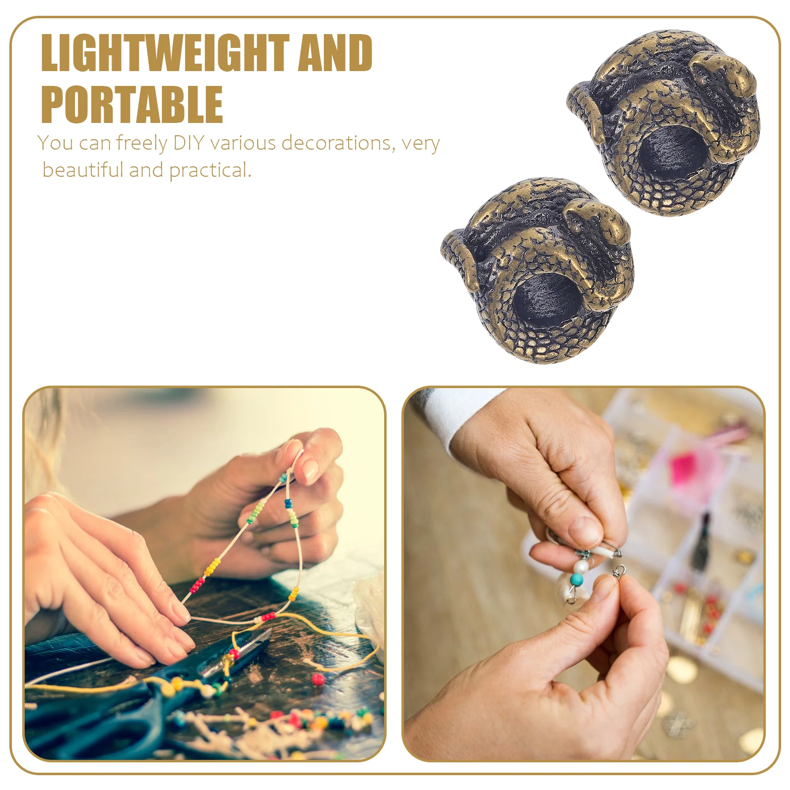 

2 pcs Brass Coiled Snake Pendant Diy Jewelry Making Supplies Bracelet Keychain Sweater Chain Decorative Hanging Ornament Craft