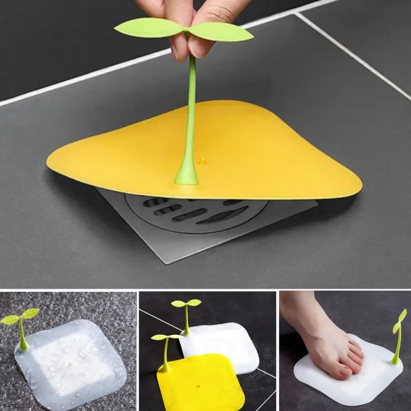 Silicone Floor Drain Cover Universal Shower Floor Sink Anti-Blocking Bathroom Kitchen Toilet Anti Odor Sewer Bean Sprout Shape