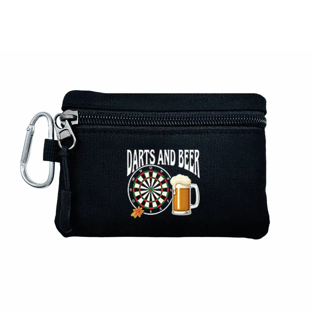 Darts And Beer Mini Zipper Coin Purse Lightweight Portable Small Wallet for Men Women Daily Keys Cards Cash Use