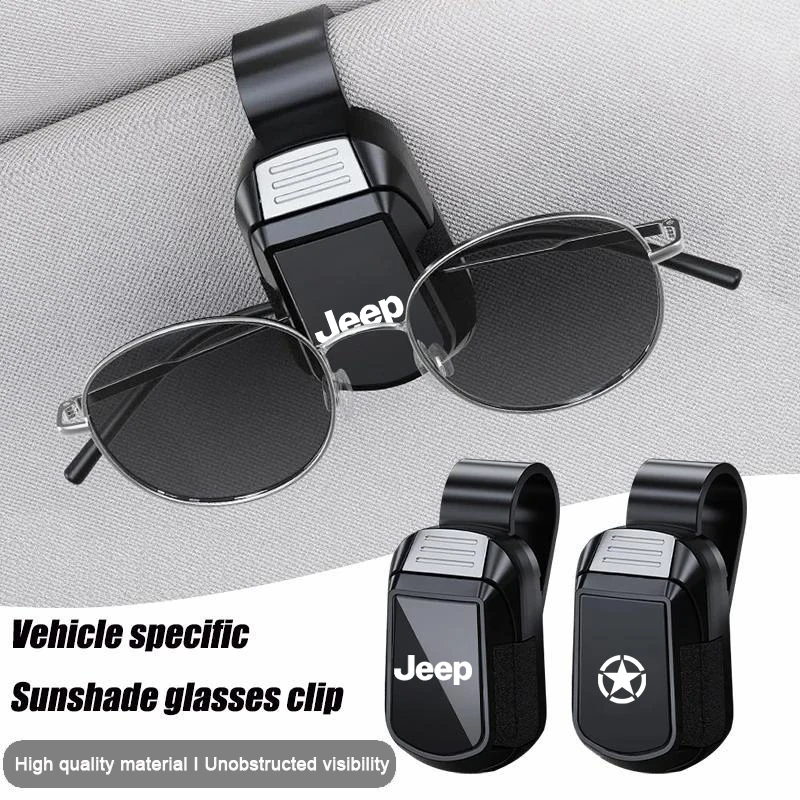 JEEP-funda para gafas de sol con logotipo de coche, soporte para Jeep Wrangler Rubicon Renegade Compass Grand Cherokee Patriot Liberty Gladiator JK