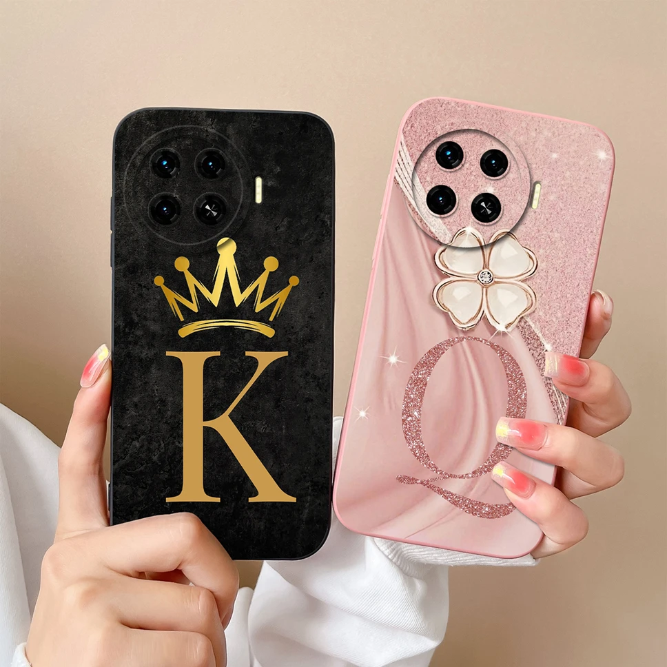 Case For Tecno Spark 20 Pro Plus 4G Capa Cute A To Z Letters Smooth Liquid Protective Shell Covers For Tecno Spark20Pro+ Funda