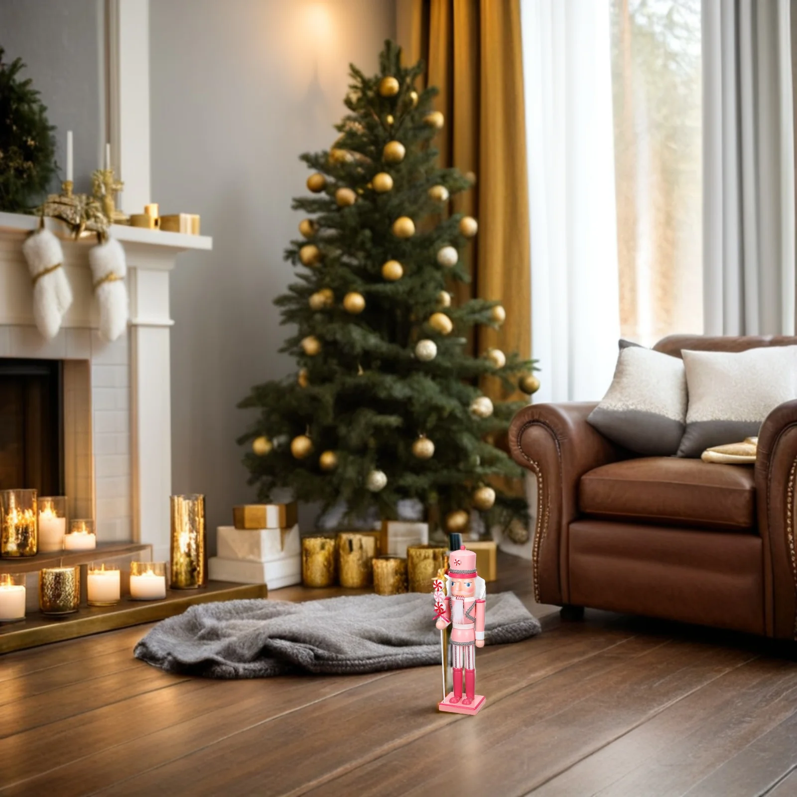 

Wooden Christmas Nutcracker Soldier 38Cm Decorative Puppet for Indoor Holiday Decoration Tabletop Centerpiece Xmas Desktop