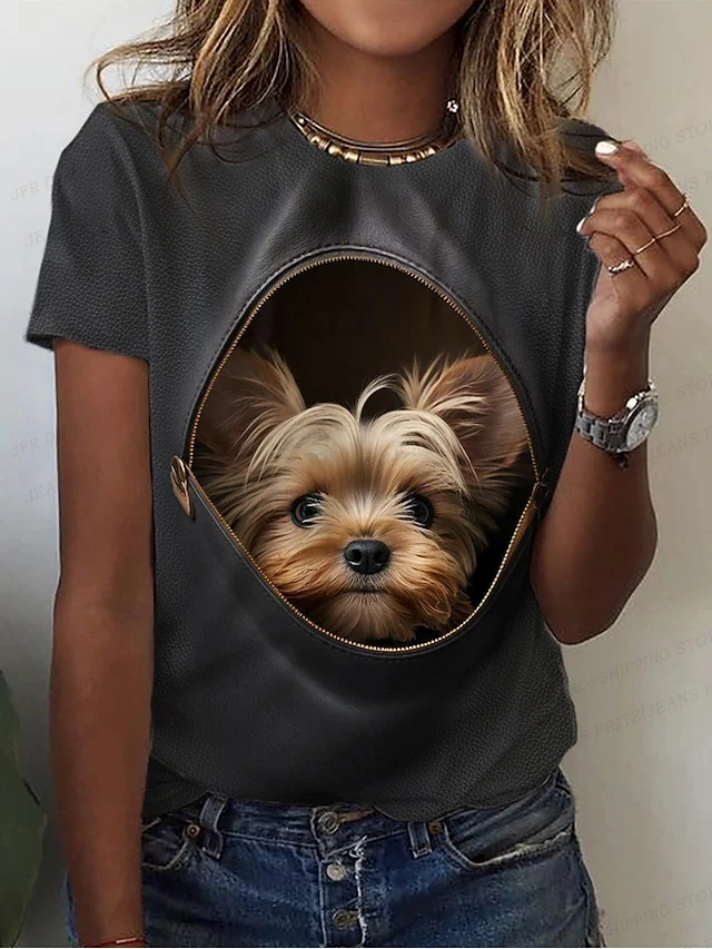 Tier Hund 3D-Druck T-Shirt Frauen Mode übergroße T-Shirts Kurzarm Tops T-Shirts Anime Kawaii T-Shirt Kinder Kleidung Katze