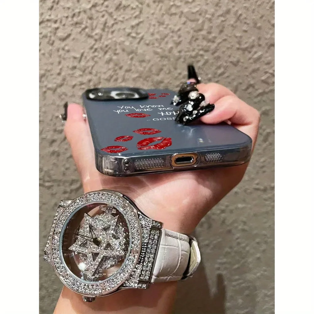 Custodia per telefono creativa con stampa labbra inglese adatta per iPhone 17 16 15 14 13 12 11 Pro/Max/Plus cover posteriore antigoccia e antiurto