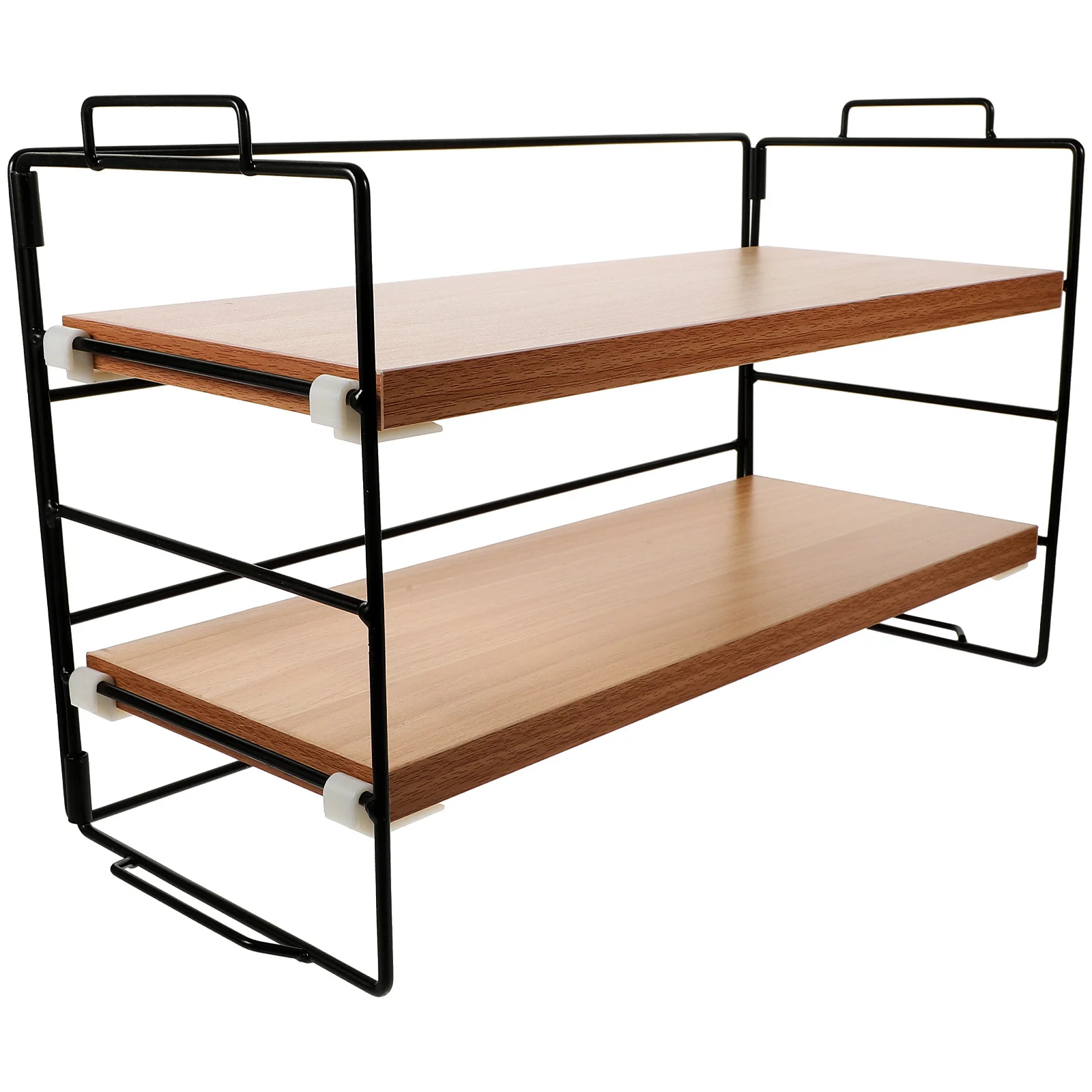 

Double Shelf Skincare Organizers Vanity Counter Makeup Storage Rack Wood Countertop