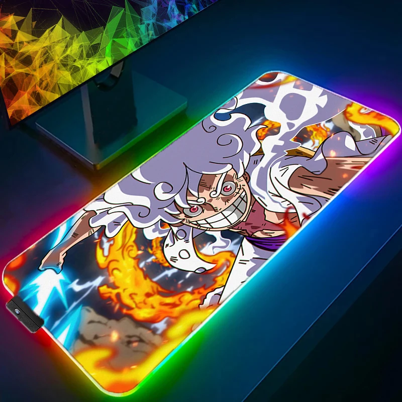 

RGB LED Rubber Keyboard Pad Mouse Pad Computer Game One Piece Luffy Mousepad Office Desk Mat PC Accessories Mouse Mat Tablet Pad