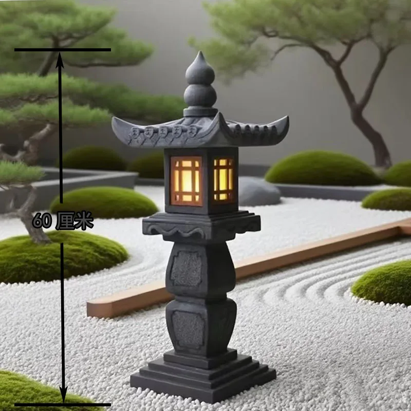 Outdoor courtyard lawn light courtyard solar stone lamp ornament