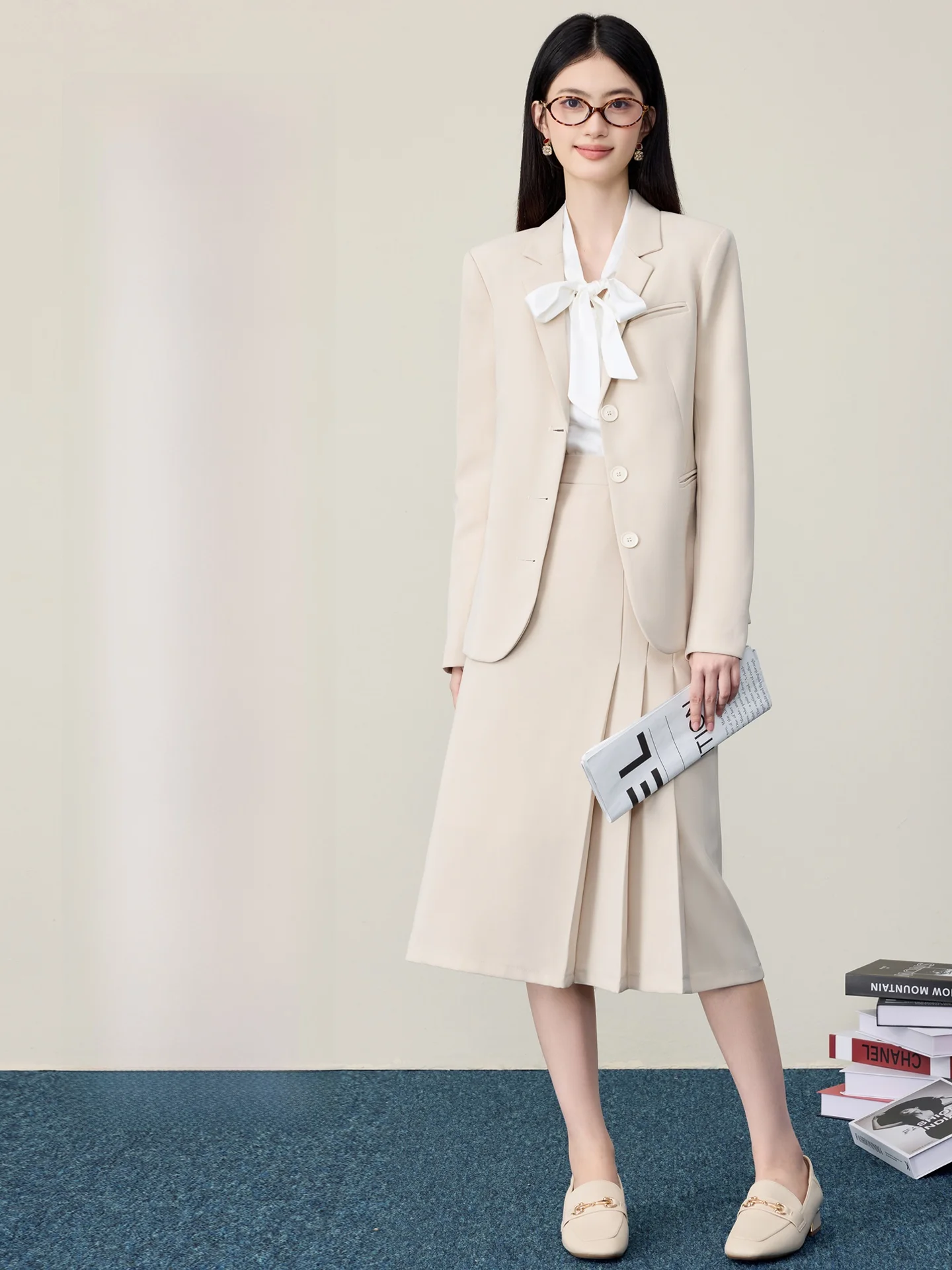 

Three-Button Suit Set Women's Spring Autumn University Student Teaching Qualification Interview Professional Formal College S...