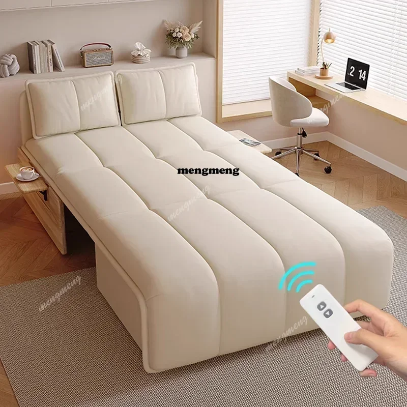 

New arrive Intelligent electric cream wind sofa bed folding dual-purpose multi-functional single small apartment living room sof