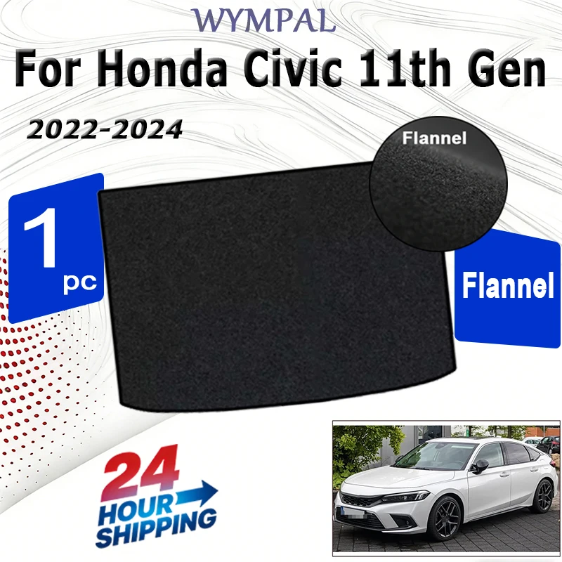 

Flannel Rear Trunk Mats For Honda Civic 11th Gen Hatchback 2022 2023 2024 Car Boot Cargo Liner Tray Trunk Black Luggage