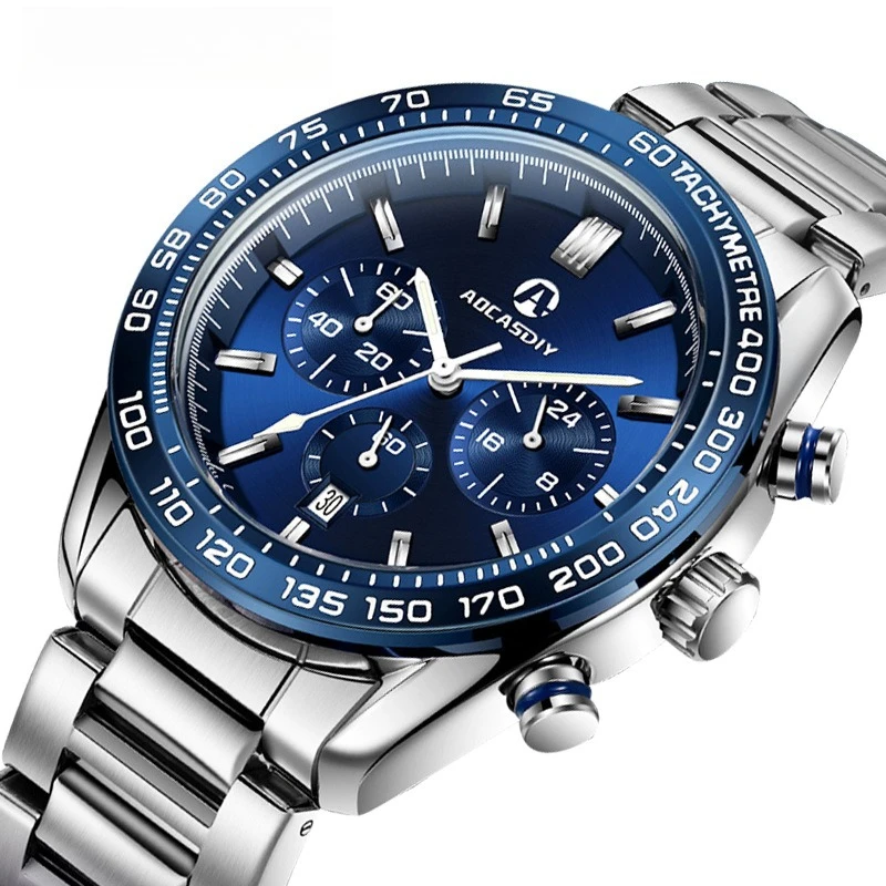 

AOCASDIY watch men's viral trends men's watch waterproof steel belt quartz watch multi-function chronograph men's watch