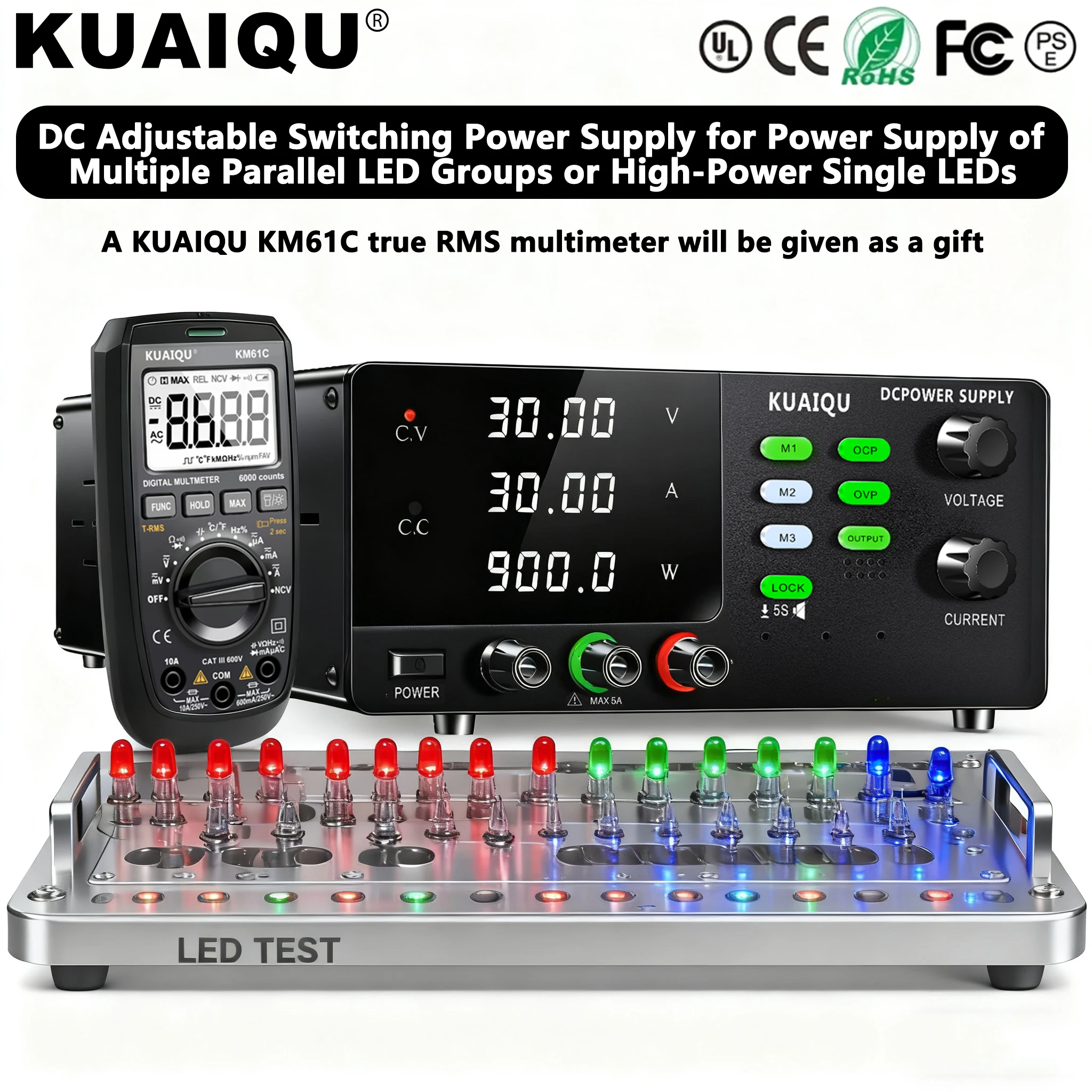 KUAIQU HighPower DC Adjustable Switching Power Supply for Power Supply of Multiple Parallel LED Groups or High-Power Single LEDs