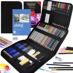 Set da disegno da 75 pezzi Pro Art Supplies Acquerello, colorato, grafite, carbone, matita metallica, ideale per artisti e principianti