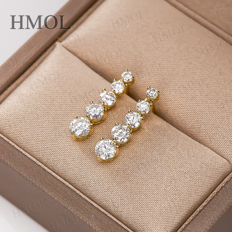 Stud Earrings Moissanite Stone VVS1 D Color 925 Sterling Silver White Rose Yellow Gold With GRA  Party Women Jewelry Charm Gifts