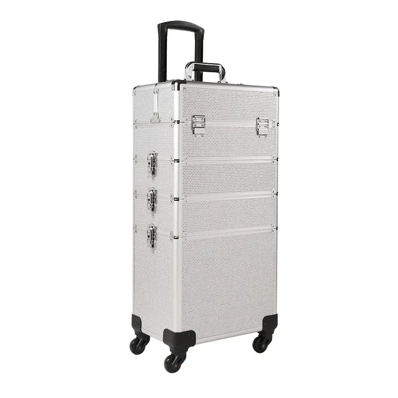 Professional High Quality Four Layer Trolley Makeup Box 2 Colors PU PVC Material Nail Salon Furniture Wholesale