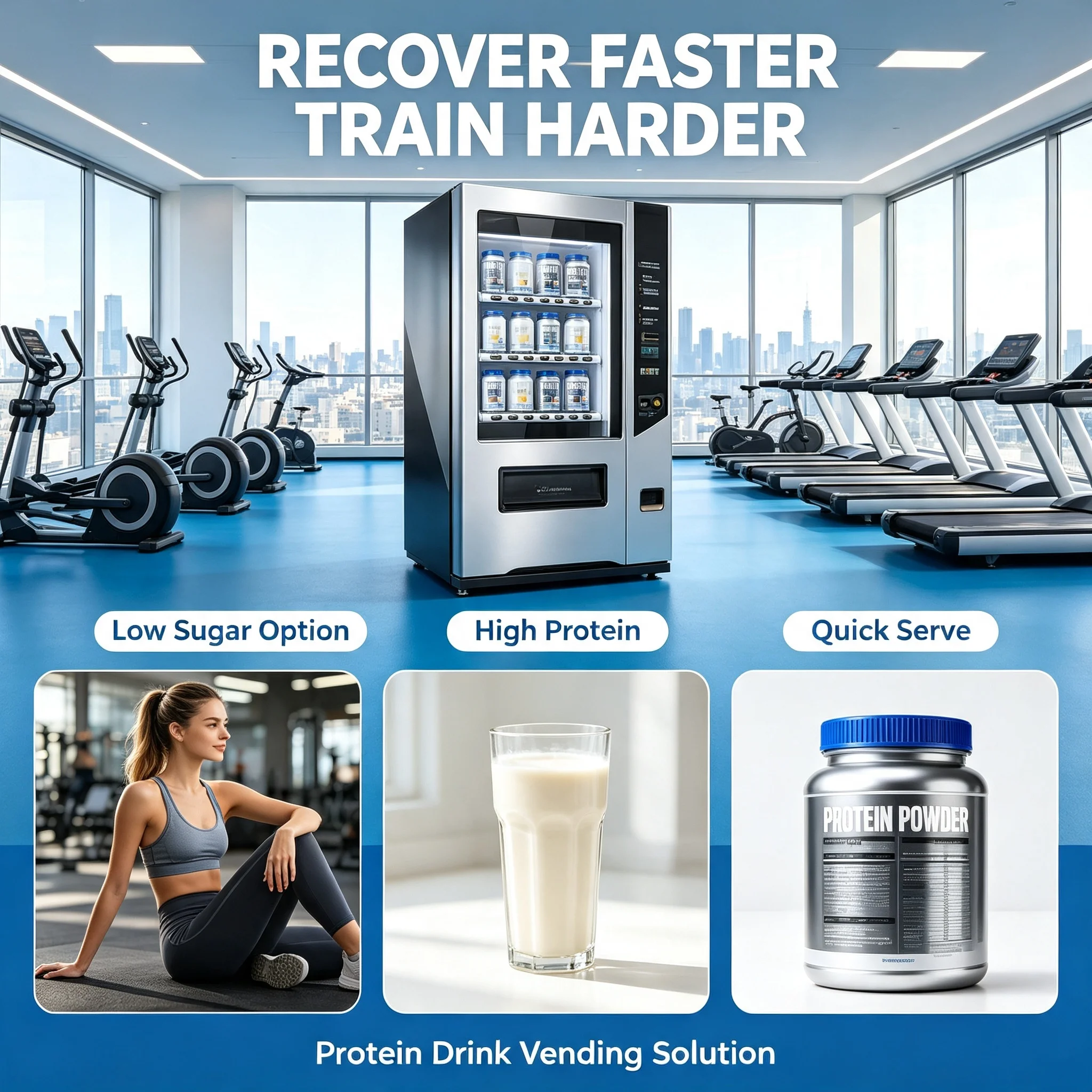Protein Shake Vending Machine Heavy Load Cooler SDK Fast Transaction Payment Durable for Arena Stadium Complex