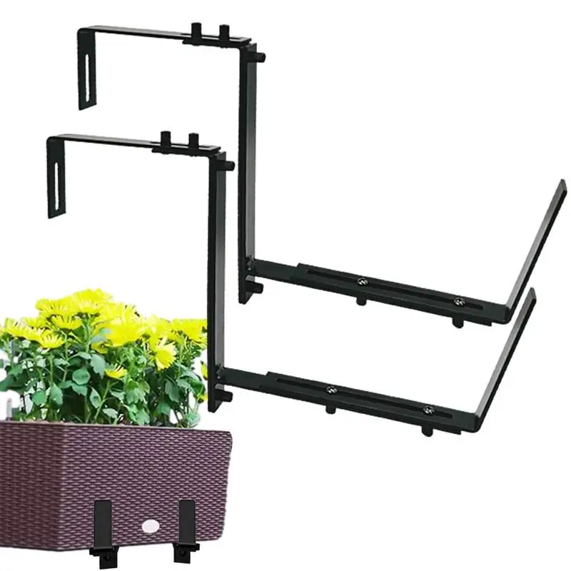 

2Pc Adjustable Flowerpot Stand Hanging Window Box Brackets Heavy Duty Carbon Steel Planter Box Brackets for Garden Fence Balcony